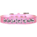 Mirage Pet Products Double Crystal & Spike Croc Dog CollarLight Pink Size 16 720-18 LPKC16